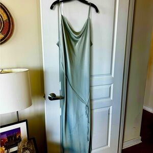 H&M Sage Green Slip Maxi Dress with Cowl Neckline